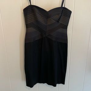 Black strapless bcbgmaxazria mini dress.  Size 6